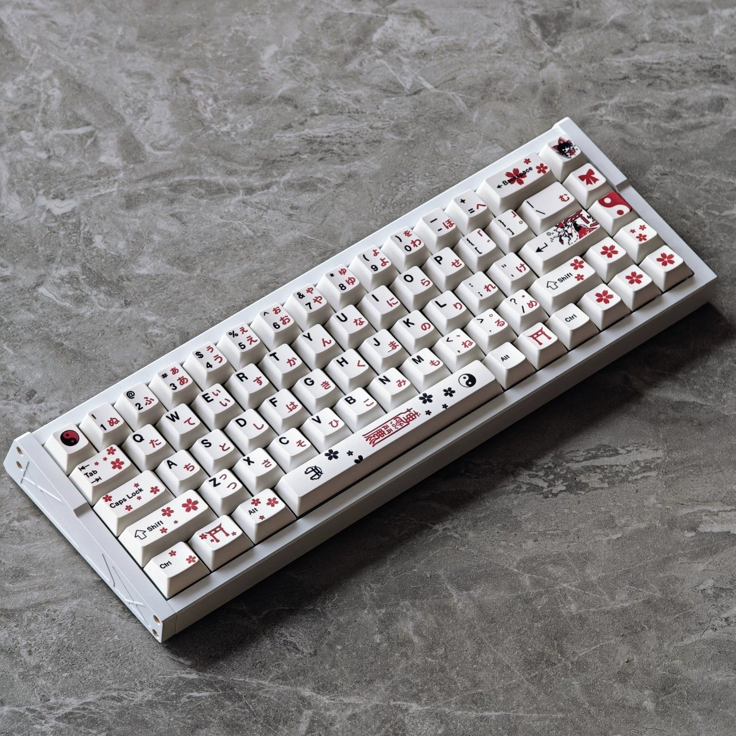 Touhou Project, Hakurei Reimu Theme Design Set Anime Game Personalized Keycaps Original Factory Height PBT Compatible 60 63 64 65 68 75 87