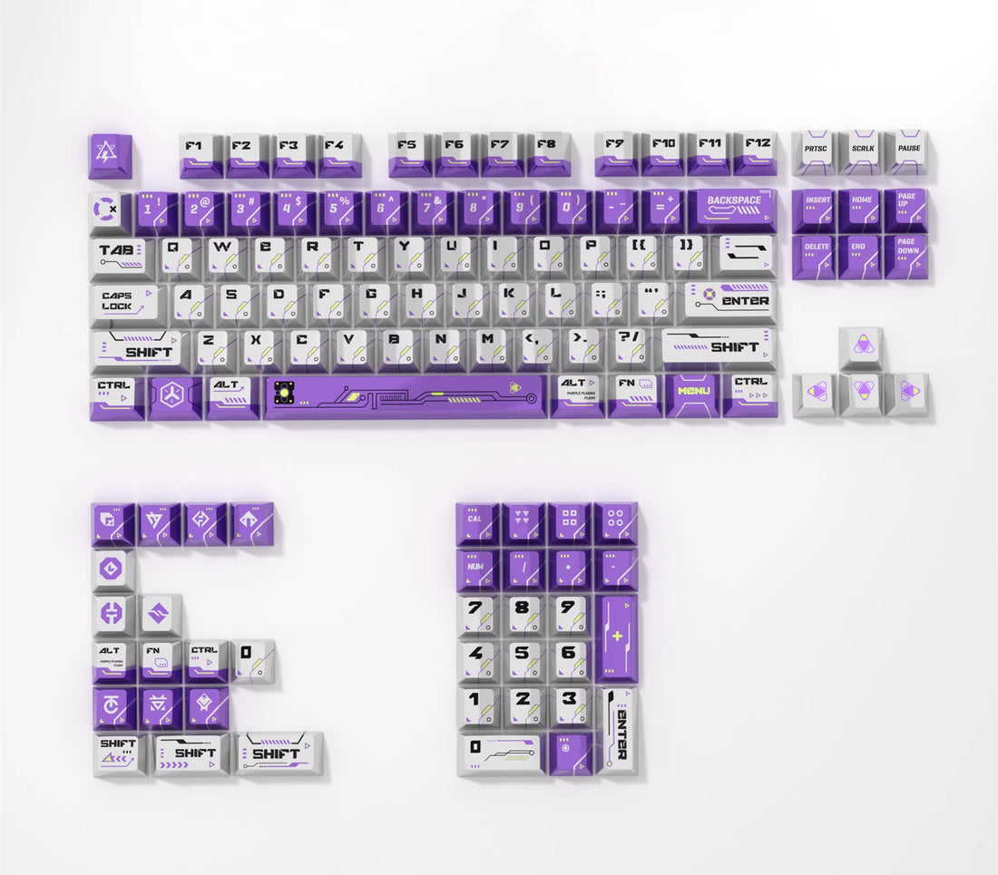 Laser electronic themed personalized keycap set, metal paint PBT sublimation material factory height