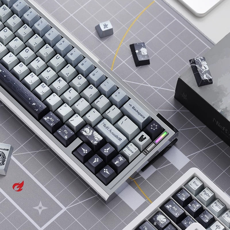 NieR: Automata theme design, custom set personalized keycap series, PBT material, factory height, compatible with 61/64/68/75/84/87/104 mechanical keyboard keycap set