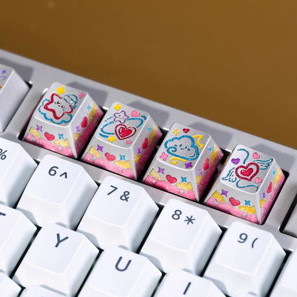 Cute weather theme, keycaps made of aluminum alloy material CNC integrated precision machining personalized keycaps, mechanical keyboard decorative keycaps