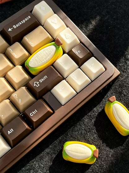 Banana shaped resin personalized keycaps, fruit keycaps, trendy cultural and creative keycaps, mechanical keyboard backspace/enter/caps replacement keycaps, decorative keycaps