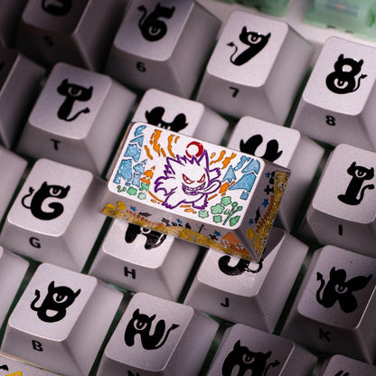 Pok é mon series, Gangar themed design, 17 key set, keycaps made of aluminum alloy material CNC integrated precision machining personalized keycaps, mechanical keyboard decorative keycaps
