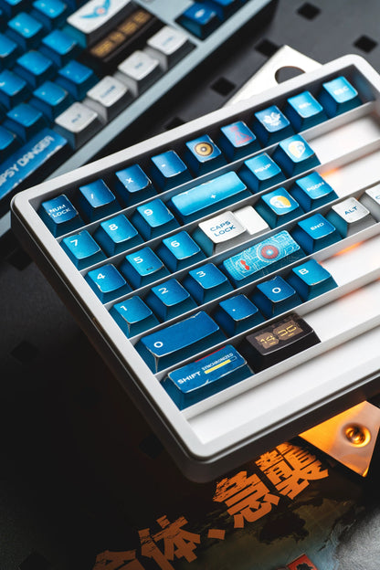 Pacific Rim, Gipsy Danger theme, metallic paint texture PBT material anime and game cultural and creative keycaps set, Compatible with 61/64/68/75/84/87/104 Key Mechanical Keyboard Keycap Set