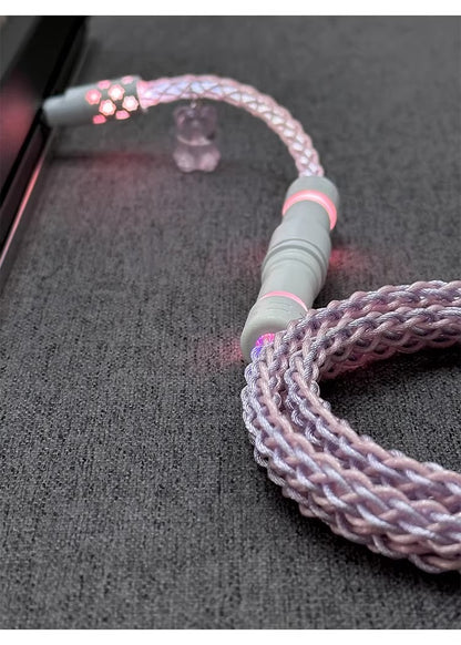 Pink purple single crystal copper, customized manual data cable for aviation plug mechanical keyboard, 8k return rate personalized keyboard cable
