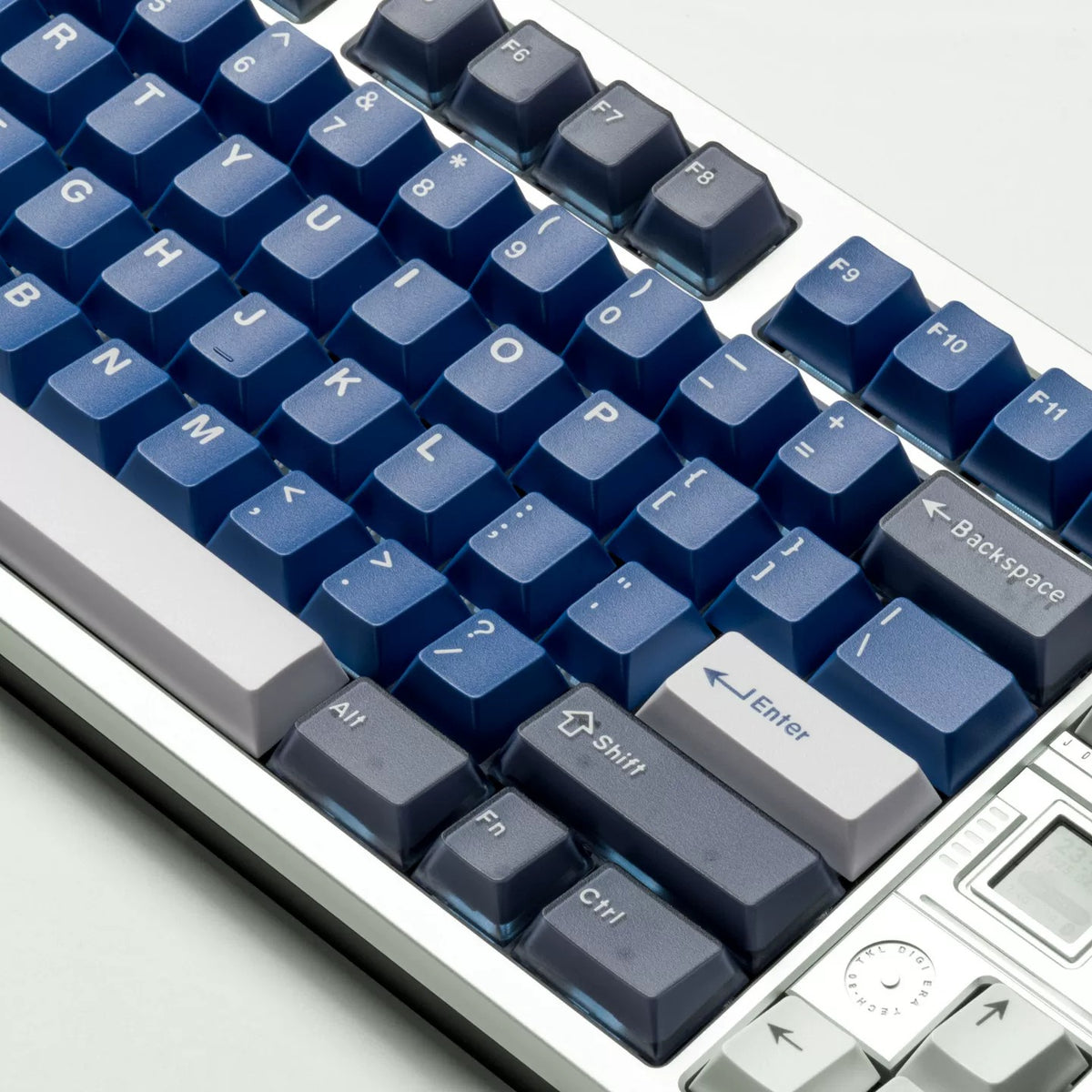 Warrior Blue Grey Half Transparent Full Set Keycap ABS+PC Two Color, Simple Blue Tone, Mechanical Keyboard Replacement Keycap Set, Compatible with 61/64/68/75/84/87/104 Key Mechanical Keyboard Keycap Set