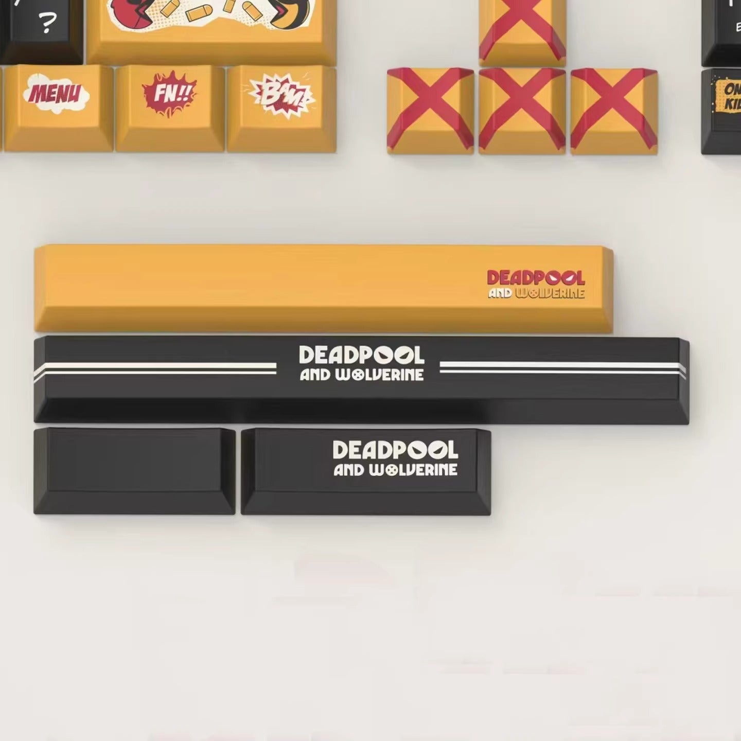 Deadpool&amp;Wolverine theme, 155 keys - Original factory height PBT full five sided thermal sublimation mechanical keyboard decoration keycap set