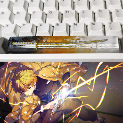Demon Slayer: Kimetsu No Yaiba, Crystal resin samurai sword, 6.25U space bar personalized keycap, anime and game culture creative custom decorative keycap
