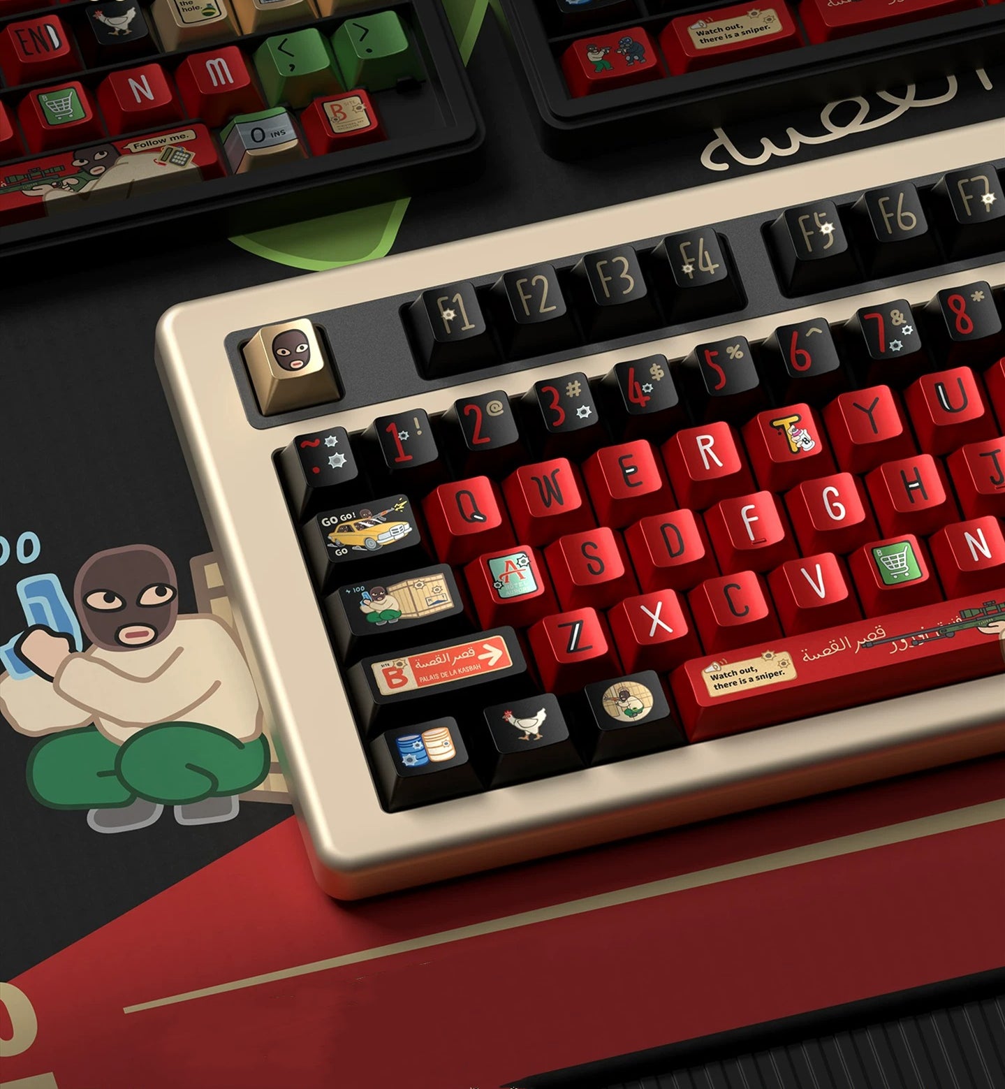 CS2 Stupid Bandit Theme Keycap Five sided Heat Sublimation Original Factory Height 144 Key Metallic Paint CS Theme Personalized Keycap, FPS Game Custom Set Keycap