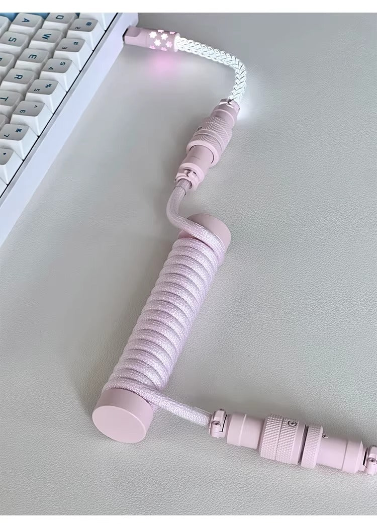 Three segment illuminated aviation plug cable customized keyboard cable 8k customized keyboard data cable