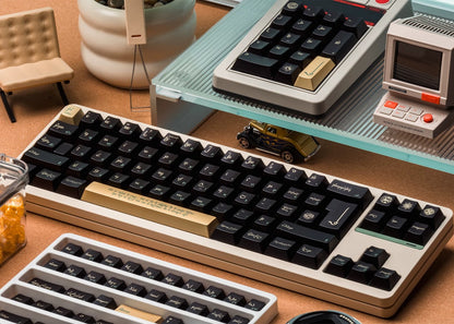 Elf Diamond Black Gold Color Match Keycap Set, Creative Keycap Cultural Art Keycap PBT Material Personalized Keycap Set, Compatible with 61/64/68/75/84/87/104 Key Mechanical Keyboard