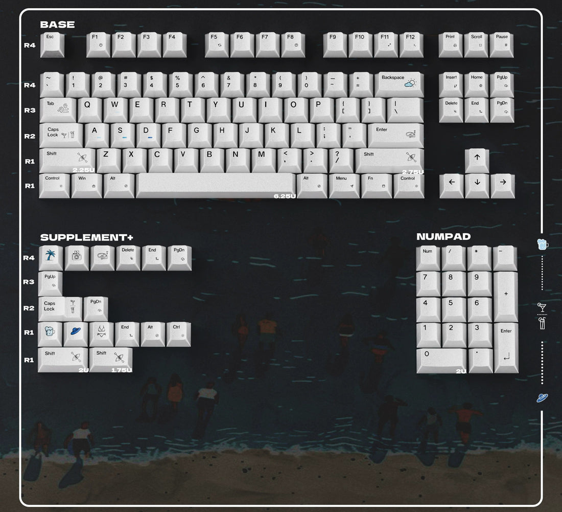 Black/White Holiday Pearl Paint Mechanical Keyboard Keycaps Minimalist Style Decorative Keycaps, PBT Heat Sublimation Original Factory Height, Personalized Keyboard Keycap Set