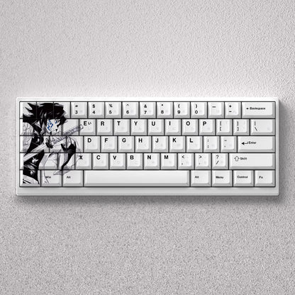 Demon Slayer: Kimetsu no Yaiba series, Tomioka Giyuu theme, original high PBT material compatible MX switch mechanical keyboard, anime game theme set keycaps, mechanical keyboard replacement keycap set