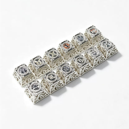 Pure silver hollow 12 Constellation  Personalized Keycaps, Mechanical Keyboard Decorative Keycaps, Constellation Divination Cultural Creative Products.