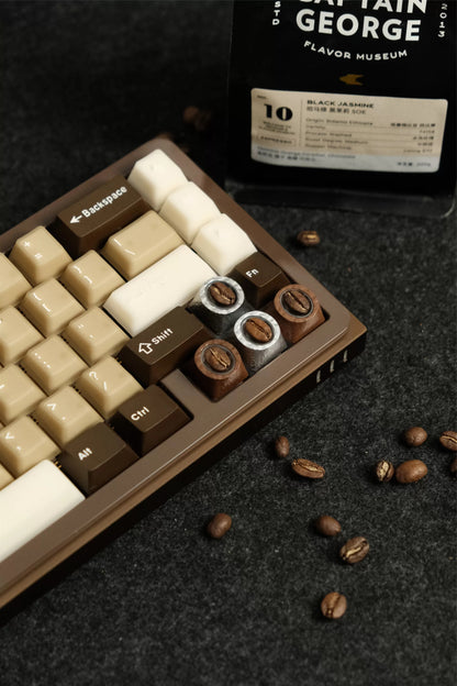Resin coffee beans, coated with transparent resin coffee beans, creative and personalized keycaps, mechanical keyboard decorative art keycaps