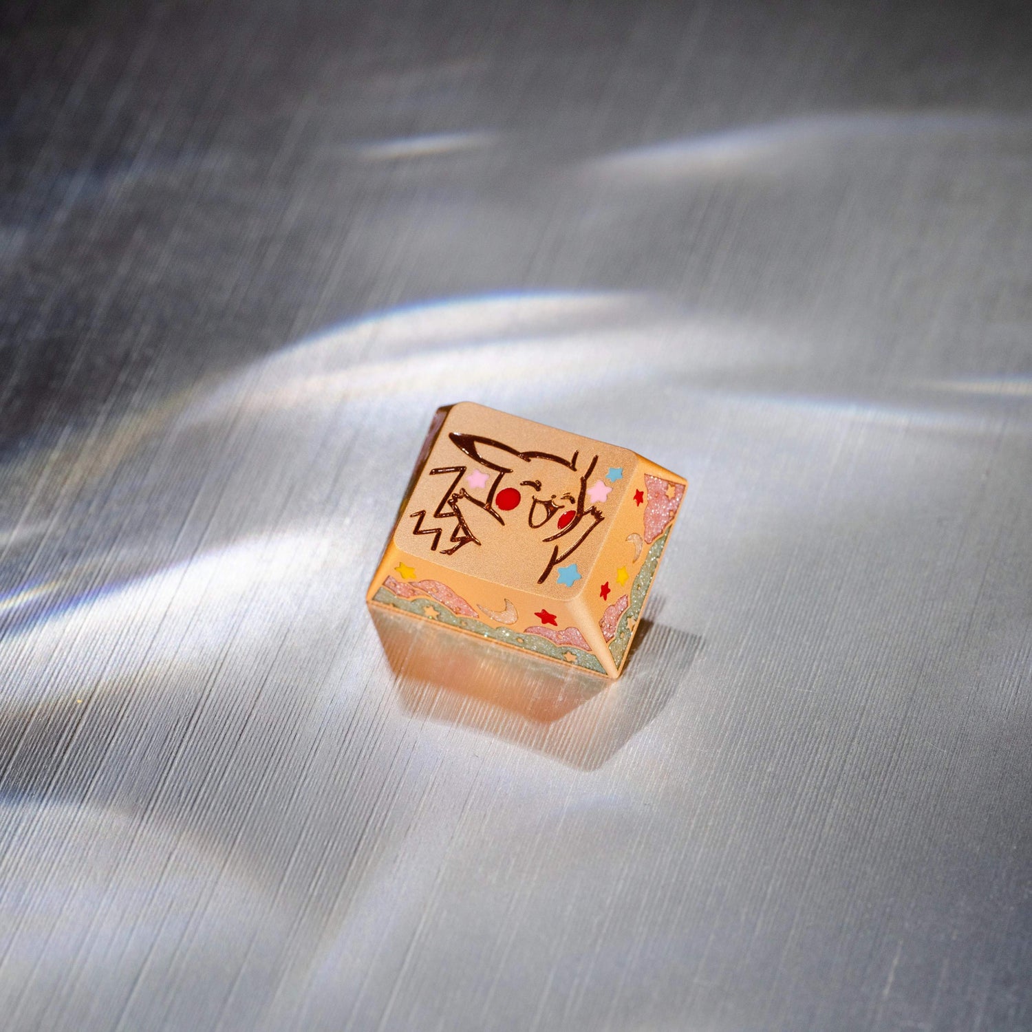 Pok é mon series, Pikachu themed design, keycaps made of aluminum alloy material CNC integrated precision machining personalized keycaps, mechanical keyboard decorative keycaps