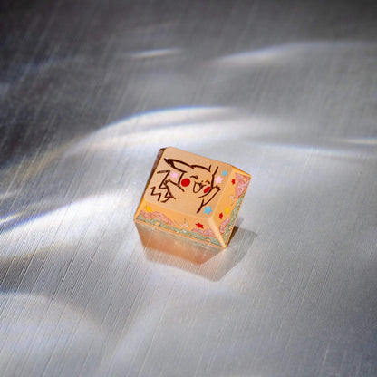 Pok é mon series, Pikachu themed design, keycaps made of aluminum alloy material CNC integrated precision machining personalized keycaps, mechanical keyboard decorative keycaps