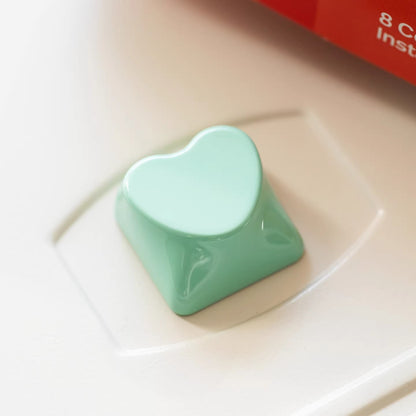 heart shape aluminum alloy keycaps, metal shaped personalized keycaps, metal baked paint, CNC machining, customized mechanical keyboard decoration keycaps