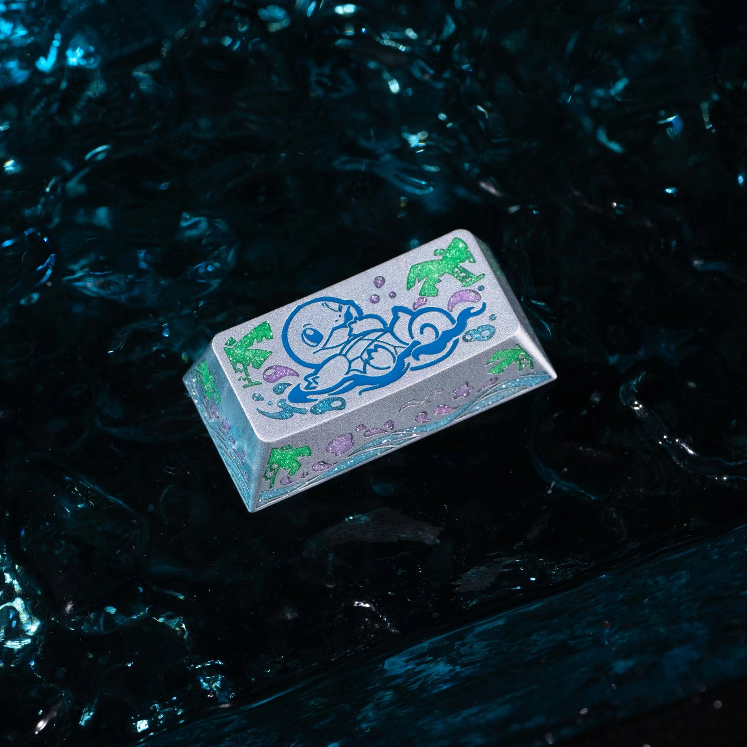 Squirtle Theme, Aluminum Alloy CNC Metal Anode Personalized Keycaps, Enamel Colored Colorful Art Keycaps, Mechanical Keyboard Anime Cartoon Decorative Keycaps