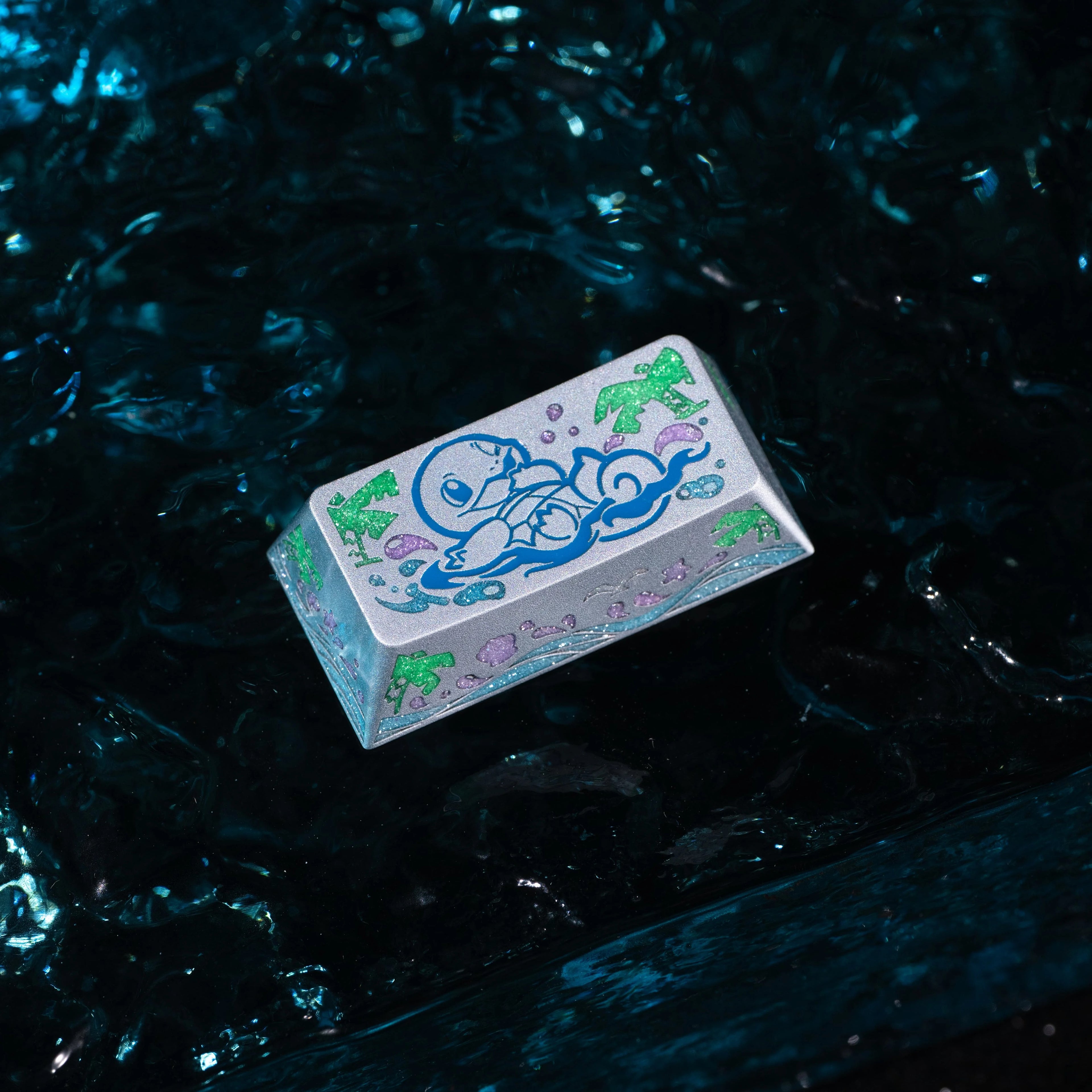 Squirtle Theme, Aluminum Alloy CNC Metal Anode Personalized Keycaps, Enamel Colored Colorful Art Keycaps, Mechanical Keyboard Anime Cartoon Decorative Keycaps