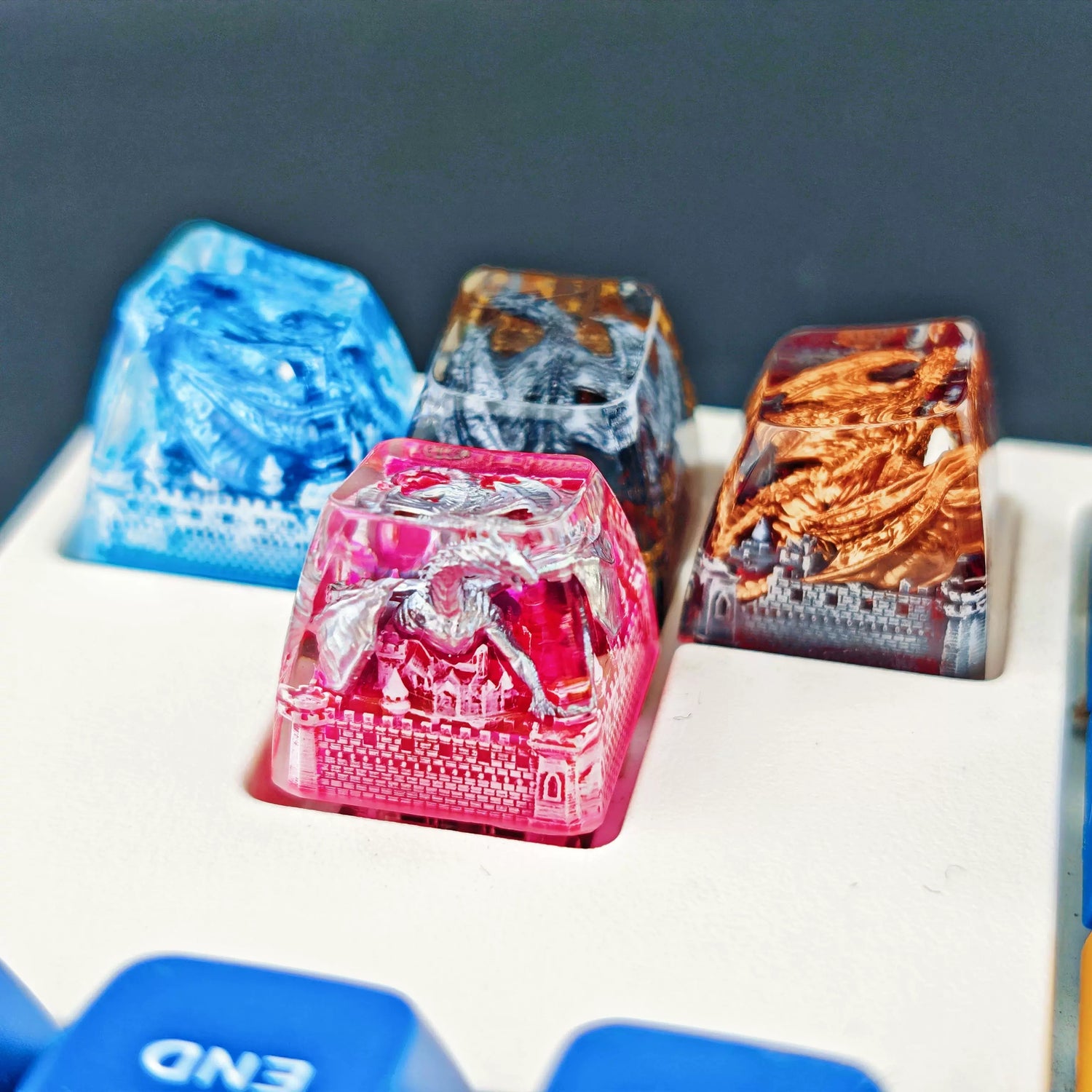 Game of Thrones, Dragon Castle Theme Design, 1 U crystal resin molding, mythological creative custom resin craftsman handmade decorative keycaps