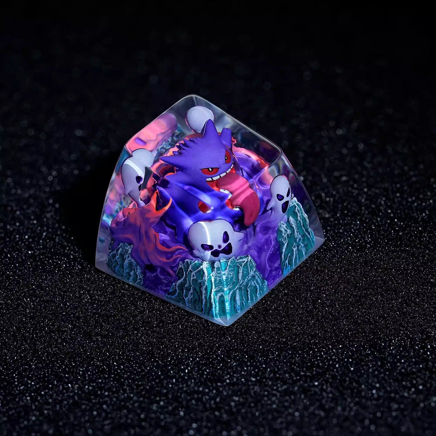 Gengar crystal resin personalized keycaps, anime and game culture creative decorative keycaps, mechanical keyboard creative art keycaps