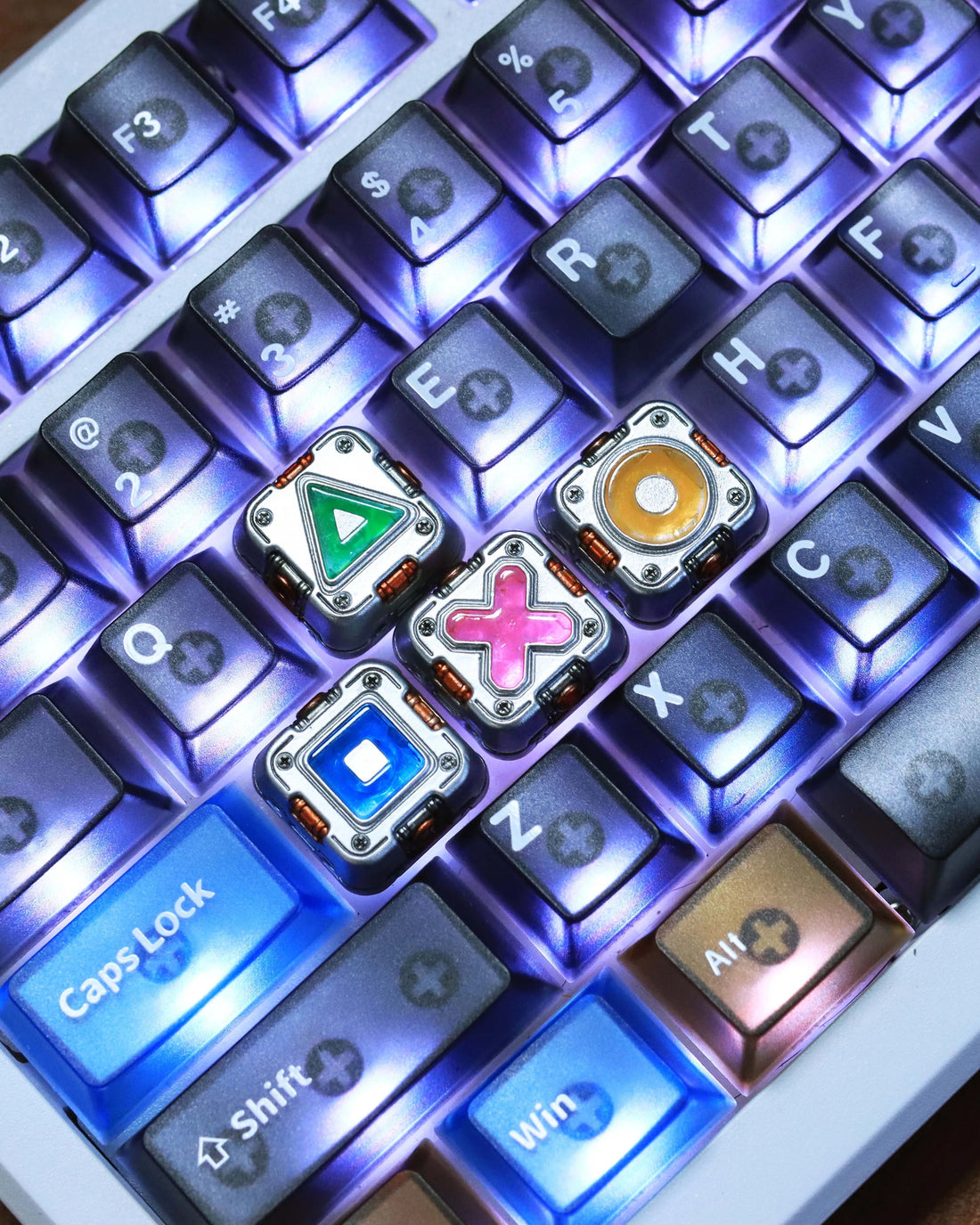 Cyberpunk style directional key set mechanical keyboard handmade personalized metal keycaps translucent personalized keycaps customized mechanical keyboard decorative keycaps