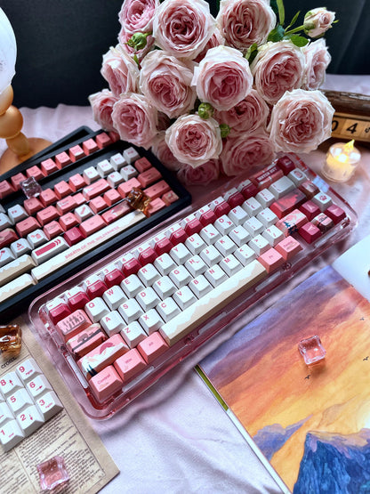 Personalized keycap set with Twilight Wilderness theme, featuring a red main tone and original high PBT material for personalized customization of mechanical keyboard keycaps