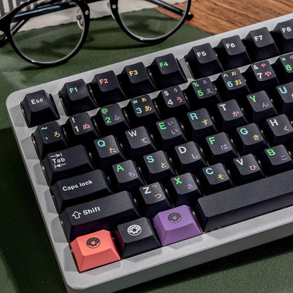 Chocolate/blueberry donut themed design, PBT material personalized keycap set, factory height, compatible with Wooting/ROG EXTREME mechanical keyboard