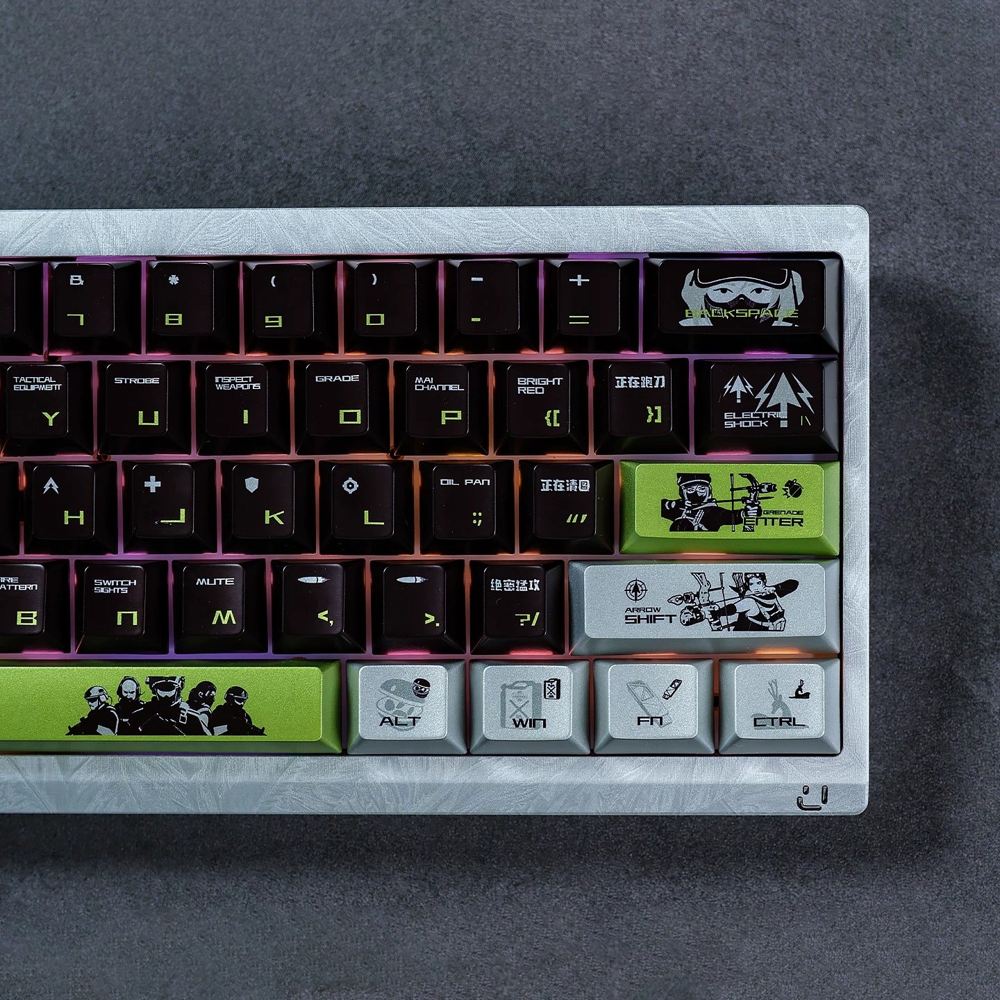 Delta Force themed metallic texture PBT material personalized keycap set, anime and games cultural creative decoration keycap set, compatible with 61/64/68/75/84/87/104 mechanical keyboard