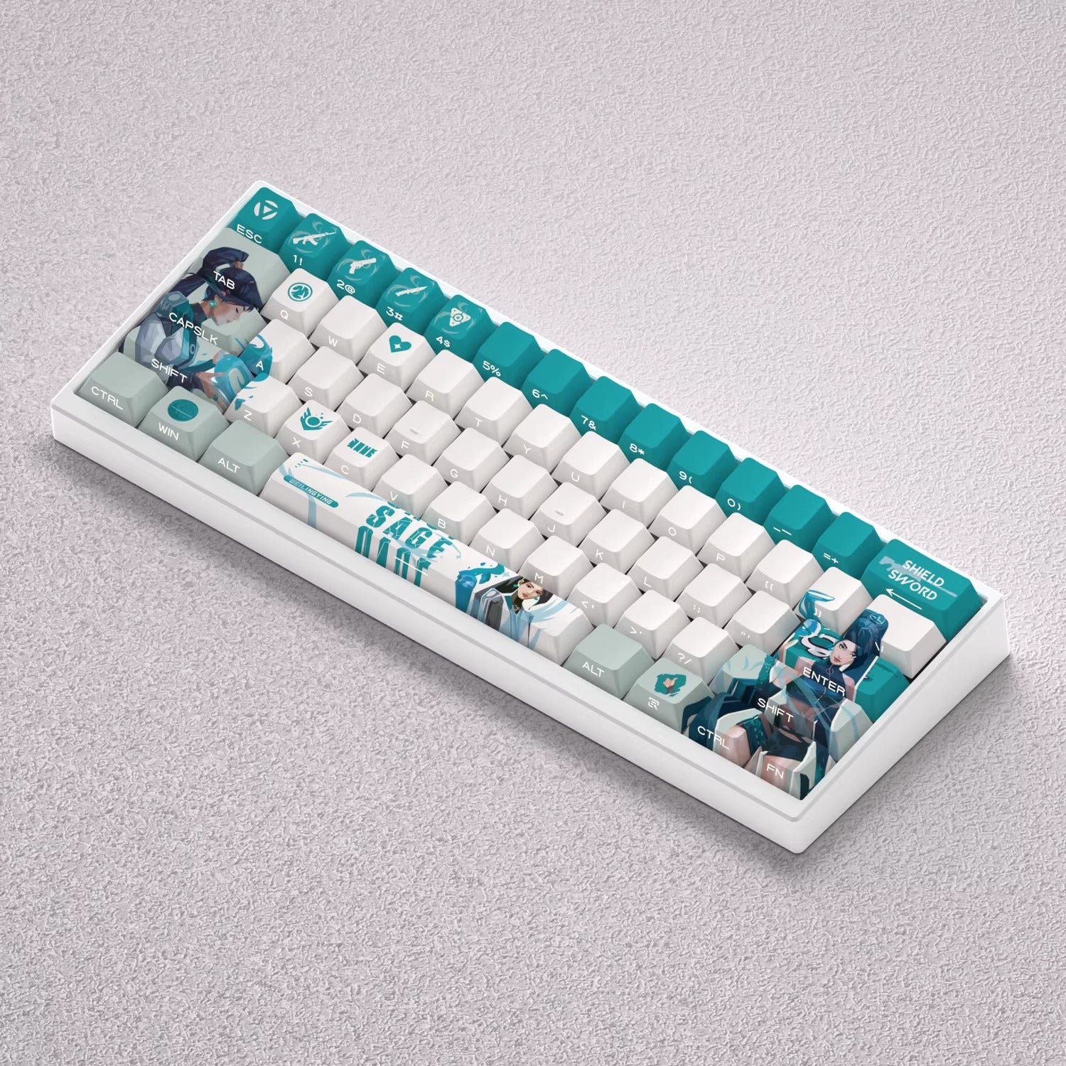 VALORANT series, Sage theme, original high PBT material compatible MX switch mechanical keyboard, anime game theme set keycaps, mechanical keyboard replacement keycap set