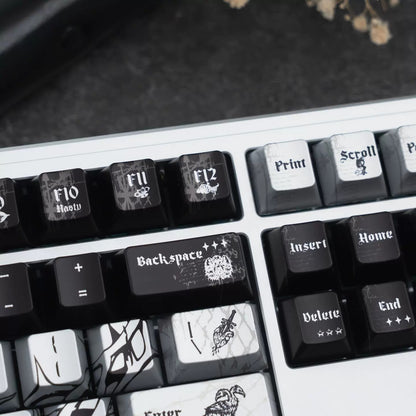 Dark Night Thorn Metal Paint Mechanical Keyboard Keycaps PBT Original Factory Height, PBT material personalized keycaps, mechanical keyboard replacement keycap set, Compatible with 61/64/68/75/84/87/104 Key Mechanical Keyboard Keycap Set