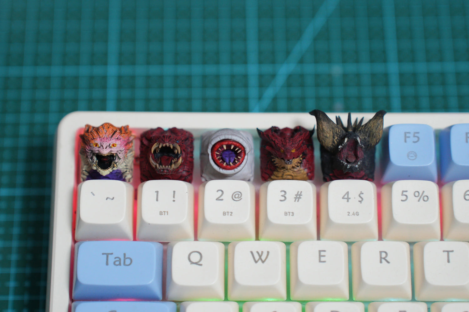 Monster Hunter themed resin personalized keycaps, coated resin mechanical keyboard decorative keycaps