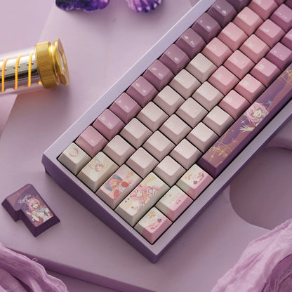 Honkai: Star Rail series, Cyrene theme, original high PBT material keycaps, full five sided thermal sublimation process mechanical keyboard custom set keycaps
