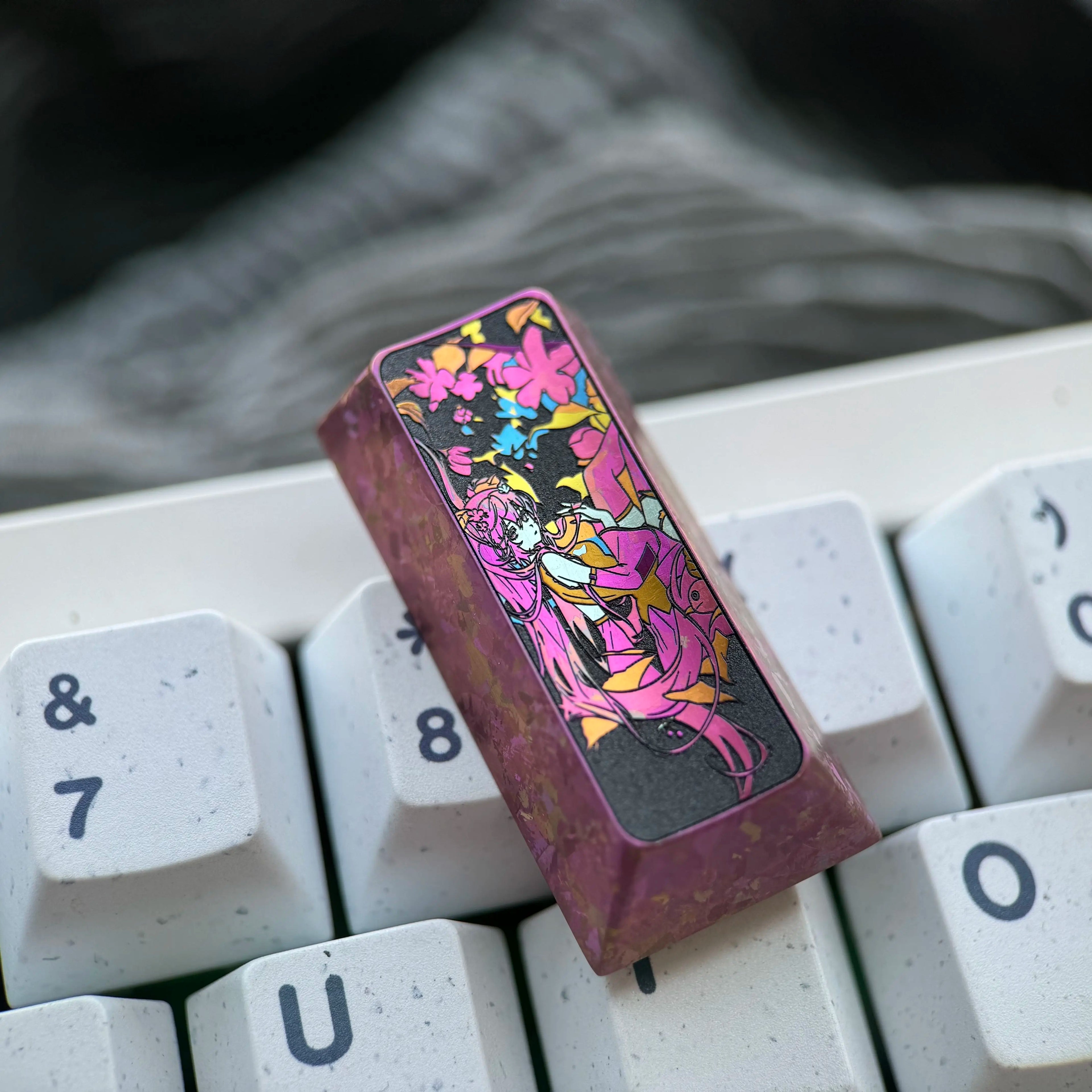 Mechanical keyboard 108% full-size keyboard, PAD keypad number area,+/Enter key, vertical 2U titanium alloy personalized key cap Collection, animation game cultural creative products, mechanical keyboard decorative key cap