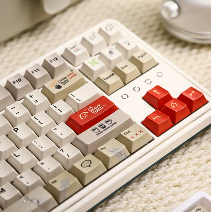 IMFKTIRED, Office keycap set, retro color scheme, PBT material Mechanical Keyboard Replacement Keycap Set, suitable for 61/64/68/75/84/87/104 Key Mechanical Keyboard