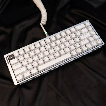 White translucent minimalist design keycap folding shadow, 4-sided hollow translucent front engraving customized keyboard PC+PBT compatible with 61/64/68/75/84/87/104 mechanical keyboard