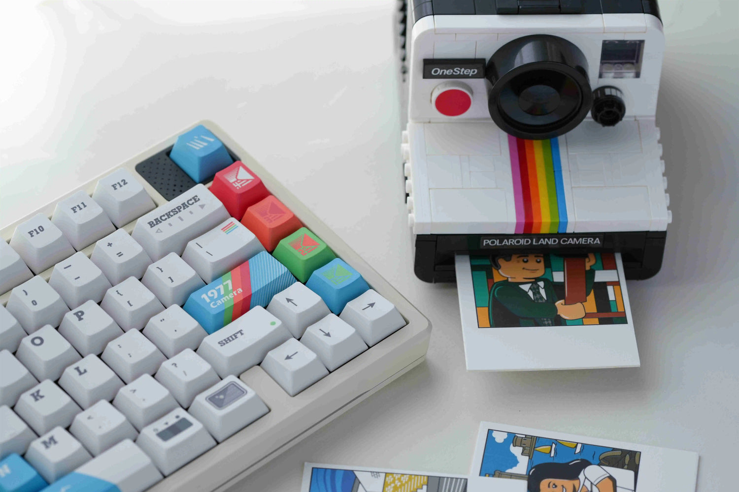 Original retro Polaroid keycap 1977 factory height 176 key PBT five sided thermal sublimation mechanical keyboard personalized keycap set