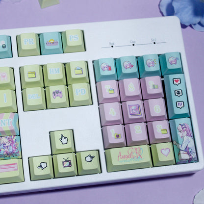 NEEDY GIRL OVERDOSE series, Rain theme, PBT material personalized keycap set, anime keycap culture peripheral mechanical keyboard decoration keycaps， Compatible with 61/64/68/75/84/87/104 key mechanical keyboard keycap set