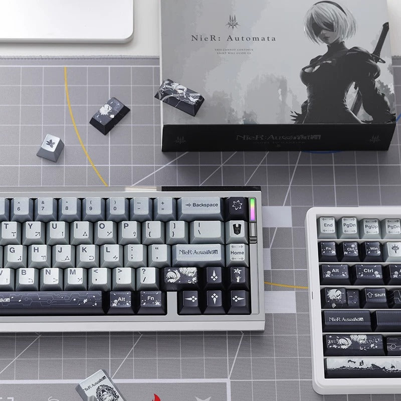NieR: Automata theme design, custom set personalized keycap series, PBT material, factory height, compatible with 61/64/68/75/84/87/104 mechanical keyboard keycap set