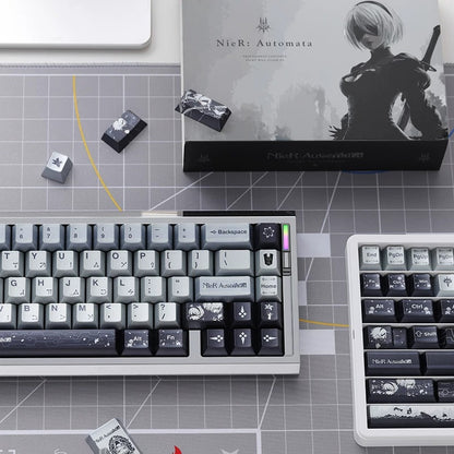 NieR: Automata theme design, custom set personalized keycap series, PBT material, factory height, compatible with 61/64/68/75/84/87/104 mechanical keyboard keycap set
