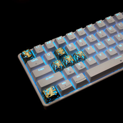 Hollow corrosion design, metal copper personalized keycaps, non-ferrous metal creative mechanical keyboard keycaps, computer desktop with decorative keycaps