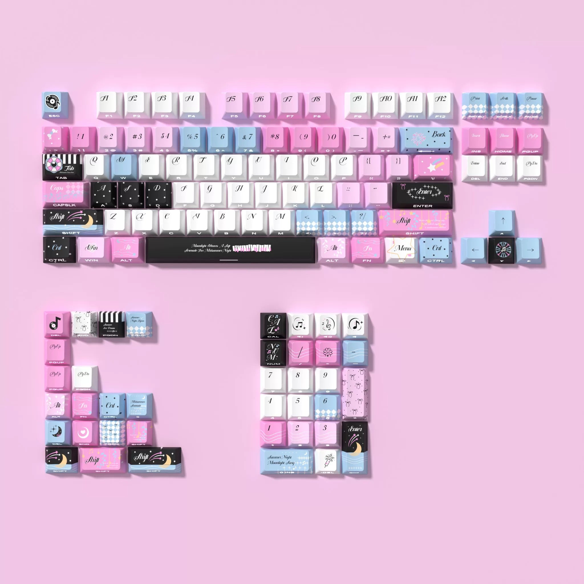Midsummer Night Song Theme Keycap Set, PBT Material Personalized Keycap Set, Culture Creative Decorative Keycap Set, Compatible with 61/64/68/75/84/87/104 Key Mechanical Keyboard