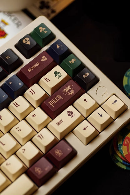 POKER theme, American retro contrasting design, mechanical keyboard keycaps factory height PBT material decoration personalized keycap set