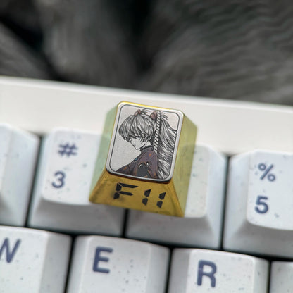 EVA， Asuka theme, F1-F12 precision carving 1 U titanium alloy personalized keycaps, anime and game cultural creative keycaps, mechanical keyboard decorative keycaps