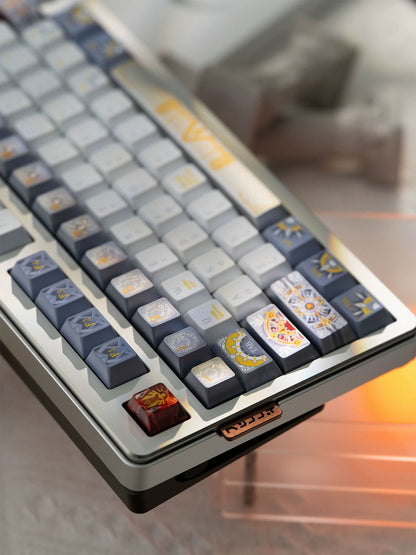 Sun God Apollo, PBT metallic paint texture+ PC material Mechanical Keyboard Replacement Keycap Set, Compatible with 61/64/68/75/84/87/104 Key Mechanical Keyboard Keycap Set