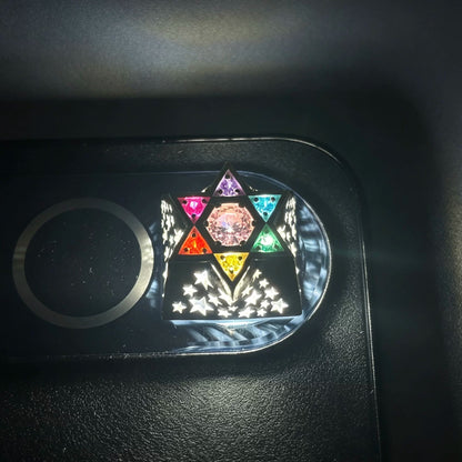 Hexagonal star, multi-color gemstone inlay, 925 sterling silver personalized keycap, hollowed out design mechanical keyboard metal decorative keycap