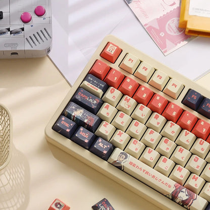 Smoking Behind the Supermarket with You，PBT material Original Factory Height,  mechanical keyboard replacement keycap set, Compatible with 61/64/68/75/84/87/104 Key Mechanical Keyboard Keycap Set