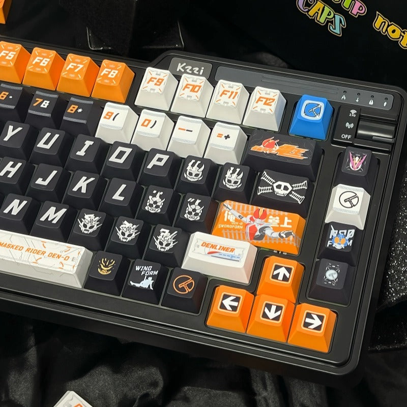 Kamen Rider themed keycaps， PBT material personalized keycap set, anime and games cultural creative decoration keycap set, compatible with 61/64/68/75/84/87/104 mechanical keyboard