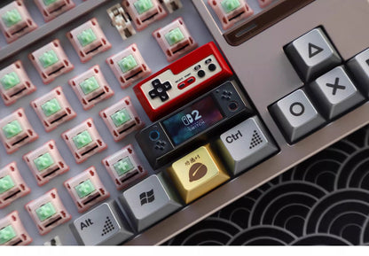 Metal die-cast, 2.25U red and white FC game console controller, mechanical keyboard cap, anodized metal keycap