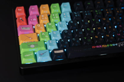 girls band cry Theme PBT material personalized key cap set, animation game culture creative decoration key cap set, compatible with 61/64/68/75/84/87/104 key mechanical keyboard